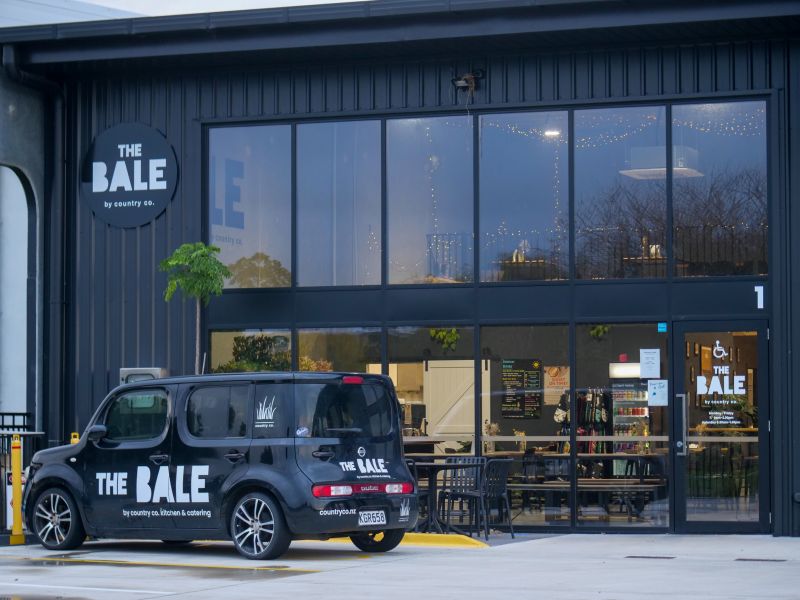 The Bale Cafe front cafe image with cafe car 